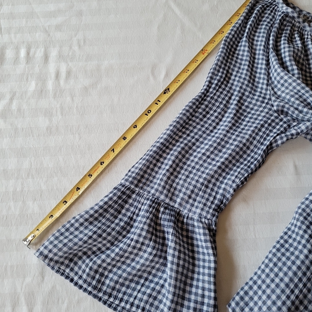 Fred David  Black and White Gingham Blouse Size L - Picture 8 of 9